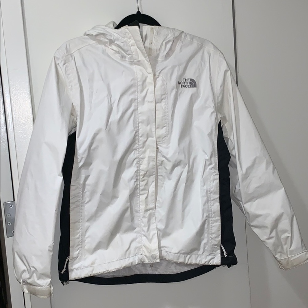 The North Face white women’s rain jacket